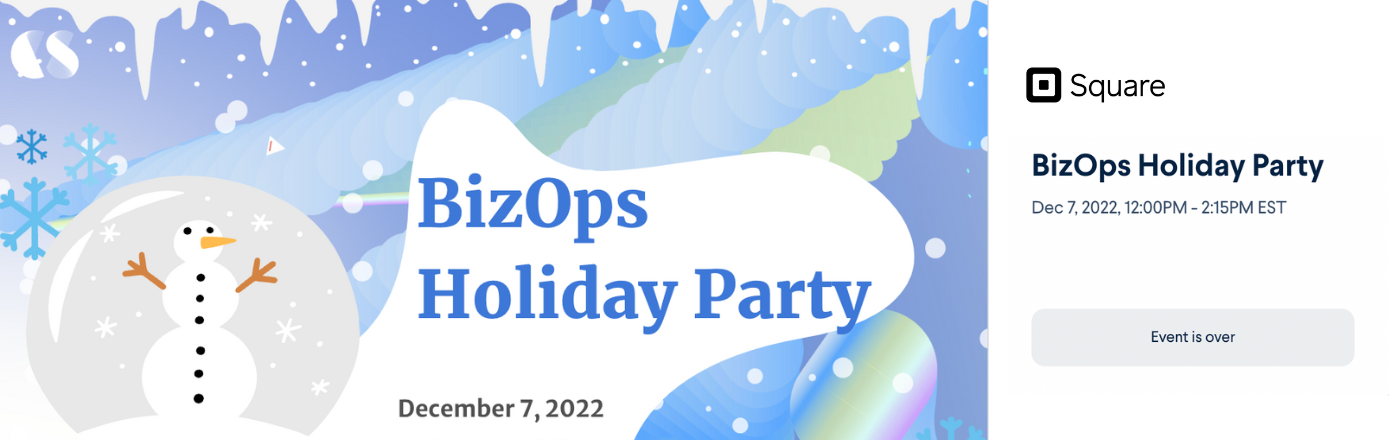 BizOps Holiday party login page